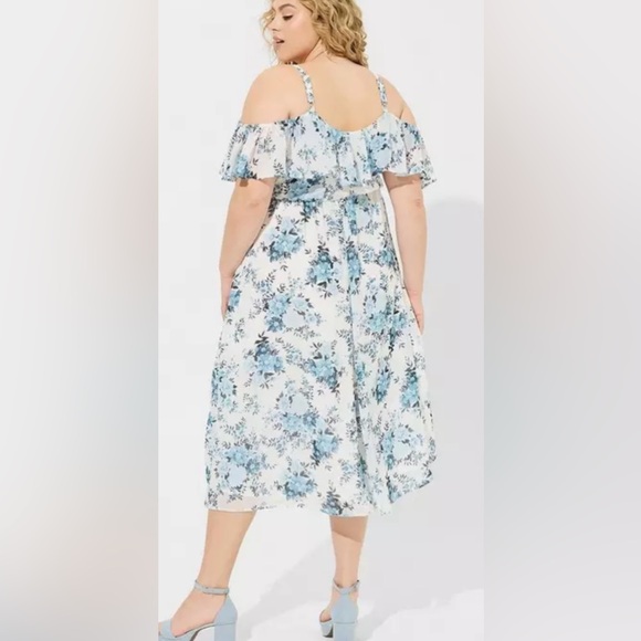 NWT Torrid tea length chiffon cold shoulder aline dress  size 3X - Picture 3 of 11